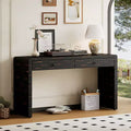 Curved console table with storage space, wooden entryway table with 2 drawers, farmhouse-style console table, suitable for entryways