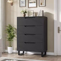4 Drawer Tall Dresser 41.5 Inch Vertical Wooden Storage Cabinet with Freestanding Design for Bedroom, Living Room, Hallway, and Entryway,Black