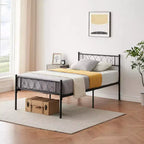 Full-size Metal Platform Bed, with Headboard, Foot Board and Storage Space, Strong Load-bearing Capacity, No Need for Springs, Easy to Assemble