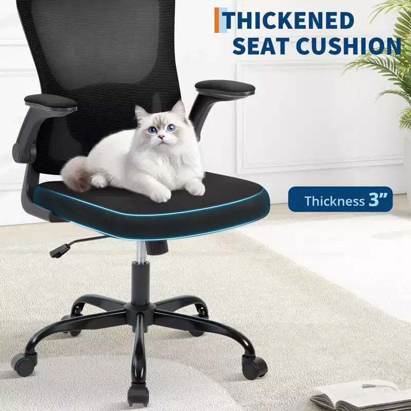 Sedia da ufficio ergonomica premium in rete grigio chiaro - Altezza regolabile, braccioli ribaltabili e supporto lombare - Comoda seduta girevole per casa, gaming e lavoro