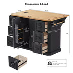 GDFStudio Agnes 56 Isola Cucina con Rotelle a Strisce Verticali Goffrate con Anta a Ribalta, Presa Elettrica e 6 Cassetti