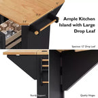 GDFStudio Agnes 56 Isola Cucina con Rotelle a Strisce Verticali Goffrate con Anta a Ribalta, Presa Elettrica e 6 Cassetti