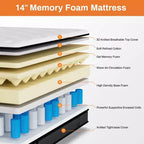 Materasso Queen Size in Scatola, Materasso in Memory Foam Gel da 35 cm per Notti Fresche e Sollievo dalla Pressione, Sensazione Morbida Media con Isolamento del Movimento