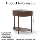 Okak Moderno Unico Tavolo Consolle a Mezza Luna con Anta Scorrevole in Rattan, Tavolino Laterale Comodino per Camera da Letto, Soggiorno