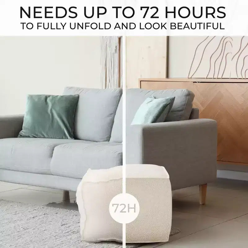 ZICOTO Pouf Ottomano e Poggiapiedi in Bouclé, Sgabello Leggero Rotondo Imbottito in Schiuma per Arredo Moderno del Soggiorno