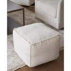 ZICOTO Pouf Ottomano e Poggiapiedi in Bouclé, Sgabello Leggero Rotondo Imbottito in Schiuma per Arredo Moderno del Soggiorno