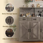 Credenza da masseria con porta microonde, armadietto contenitore con cassetti e ripiani, mobile bar con vetrina