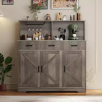 Credenza da masseria con porta microonde, armadietto contenitore con cassetti e ripiani, mobile bar con vetrina