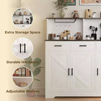 Credenza da masseria con porta microonde, armadietto contenitore con cassetti e ripiani, mobile bar con vetrina
