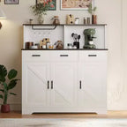 Credenza da masseria con porta microonde, armadietto contenitore con cassetti e ripiani, mobile bar con vetrina
