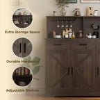 Credenza da masseria con porta microonde, armadietto contenitore con cassetti e ripiani, mobile bar con vetrina