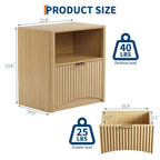 Comodino set da 1, comodino scanalato con cassetto e vano portaoggetti, tavolino laterale moderno di metà secolo, comodino in legno per camera da letto, divano, ufficio, rovere