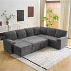 Karl Home |Upholstered Velvet U-Shaped Sectional Sleeper Sofa Corner Sectional Sofa Bed