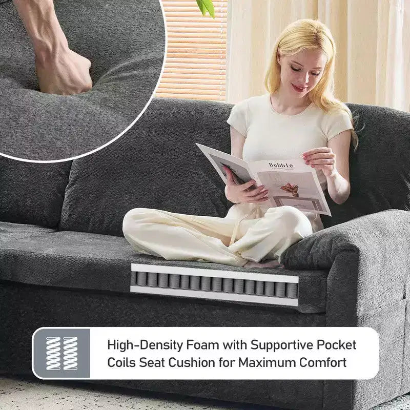 Karl Home | Divano Componibile a U in Velluto Imbottito con Funzione Letto, Divano Angolare