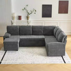 Karl Home | Divano Componibile a U in Velluto Imbottito con Funzione Letto, Divano Angolare
