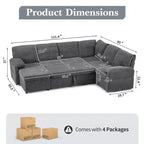 Karl Home | Divano Componibile a U in Velluto Imbottito con Funzione Letto, Divano Angolare