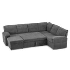 Karl Home | Divano Componibile a U in Velluto Imbottito con Funzione Letto, Divano Angolare