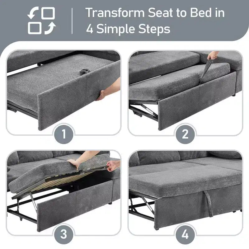 Karl Home | Divano Componibile a U in Velluto Imbottito con Funzione Letto, Divano Angolare