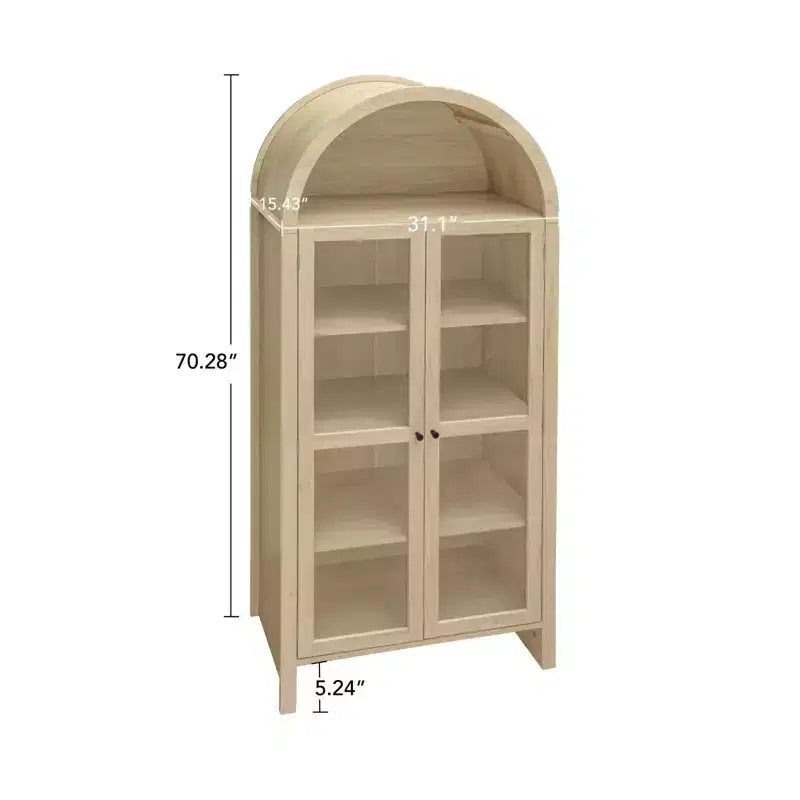 Dispensa da cucina alta ad arco, mobile contenitore da cucina moderno in legno stile rustico, vetrina ad arco con ripiani regolabili per cucina naturale