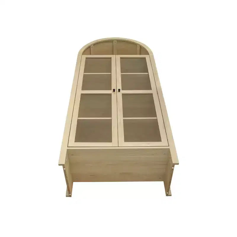 Dispensa da cucina alta ad arco, mobile contenitore da cucina moderno in legno stile rustico, vetrina ad arco con ripiani regolabili per cucina naturale