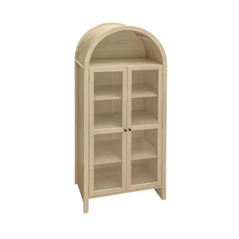 Dispensa da cucina alta ad arco, mobile contenitore da cucina moderno in legno stile rustico, vetrina ad arco con ripiani regolabili per cucina naturale