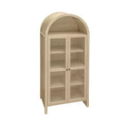 Dispensa da cucina alta ad arco, mobile contenitore da cucina moderno in legno stile rustico, vetrina ad arco con ripiani regolabili per cucina naturale