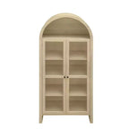 Dispensa da cucina alta ad arco, mobile contenitore da cucina moderno in legno stile rustico, vetrina ad arco con ripiani regolabili per cucina naturale