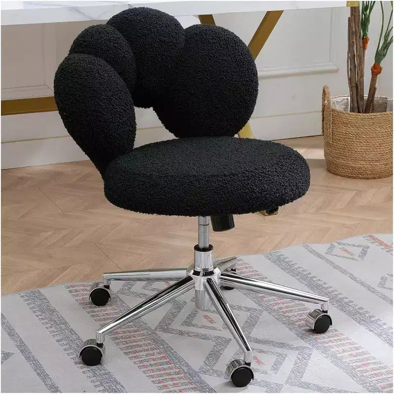 Modern Office Desk & Chair, Adjustable Computer Chair (16.1-19.3), Thick Cushion, 6 Casters, Semi-Enclosed Backrest, for Home/Office/Bedroom