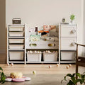 Kids Toy Storage Organizer 8 storage cabinet Removable Toy Bins, 4-Tier Book organizers Storage and 2 cabinet storage, Kids Bookshelf and Toy Storage