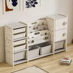 Organizzatore per Giocattoli per Bambini con 8 Scomparti, Cesti Giocattoli Rimovibili, 4 Ripiani per Libri e 2 Armadietti, Libreria e Contenitore Giocattoli per Bambini