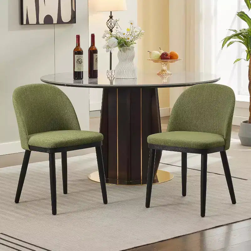 Set di 2 sedie imbottite per sala da pranzo, sedie moderne in tessuto e legno per sala da pranzo, sedie da pranzo con schienale alto per cucina, ristorante