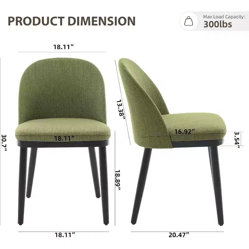 Set di 2 sedie imbottite per sala da pranzo, sedie moderne in tessuto e legno per sala da pranzo, sedie da pranzo con schienale alto per cucina, ristorante
