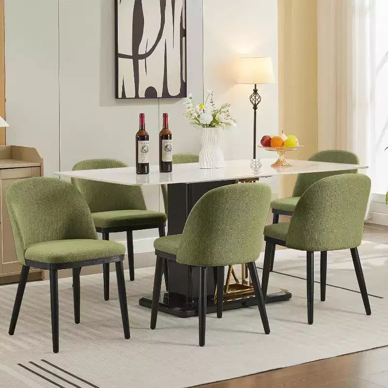 Set di 2 sedie imbottite per sala da pranzo, sedie moderne in tessuto e legno per sala da pranzo, sedie da pranzo con schienale alto per cucina, ristorante