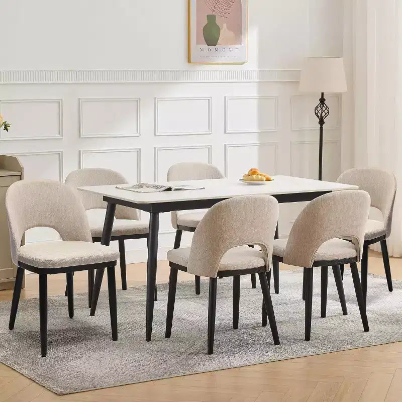 Set di 2 sedie imbottite per sala da pranzo, sedie moderne in tessuto e legno per sala da pranzo, sedie da pranzo con schienale alto per cucina, ristorante