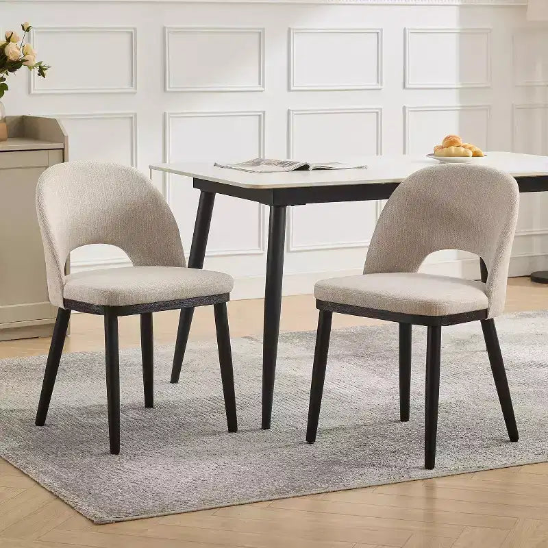 Upholstered Dining Chairs Set of 2, Modern Fabric Wooden Dining Room Chair, Dinner Chair with High Back for Kitchen, Restaurant