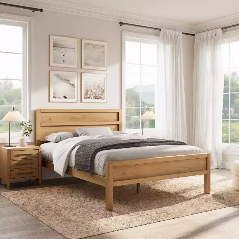 GDFStudio Eiko Letto Moderno con Pannelli in Legno e Testiera