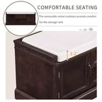 Panca Contenitore con 2 Cassetti e 2 Armadietti, Panca Scarpiera Retrò con Cuscino Rimovibile, Panca Contenitore Multifunzionale per Ingresso, Corridoio