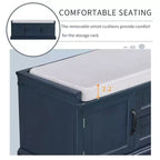 Panca Contenitore con 2 Cassetti e 2 Armadietti, Panca Scarpiera Retrò con Cuscino Rimovibile, Panca Contenitore Multifunzionale per Ingresso, Corridoio