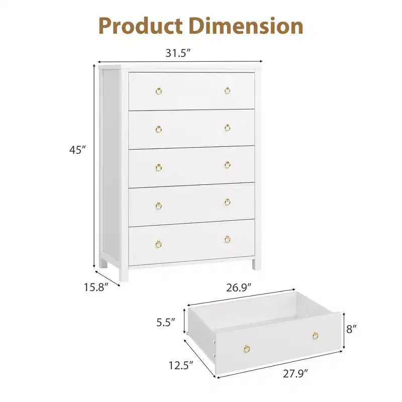 COZONY Comodino a 4 o 5 cassetti, altezza 37/45, per camera da letto, cassettiera con armadio per vestiti, per armadio, corridoio