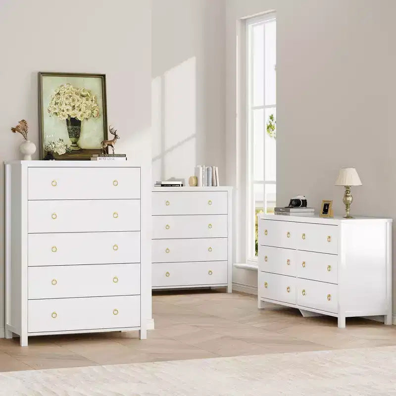 COZONY Comodino a 4 o 5 cassetti, altezza 37/45, per camera da letto, cassettiera con armadio per vestiti, per armadio, corridoio