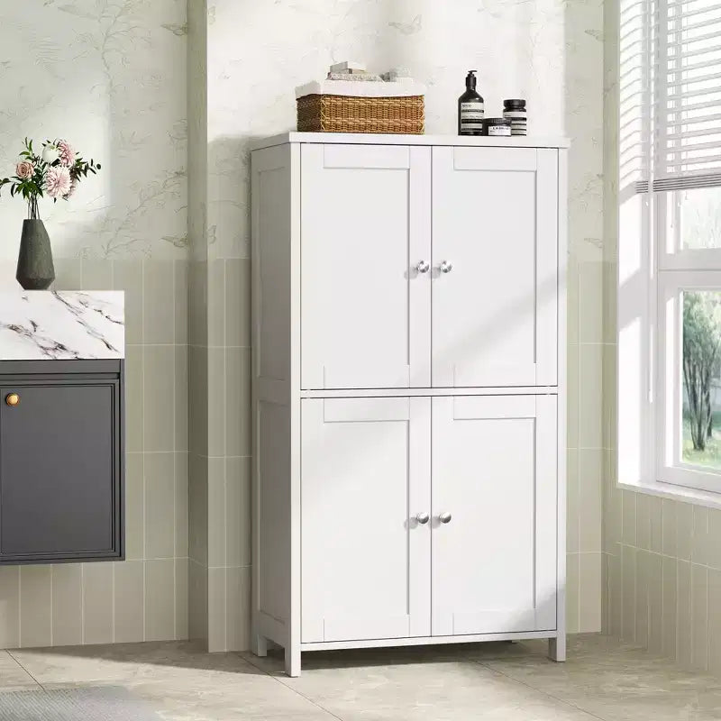 Mobiletto contenitore da bagno Celebalcony con ante e ripiani, mobiletto a terra per bagno, lavanderia, organizzazione con ripiano regolabile