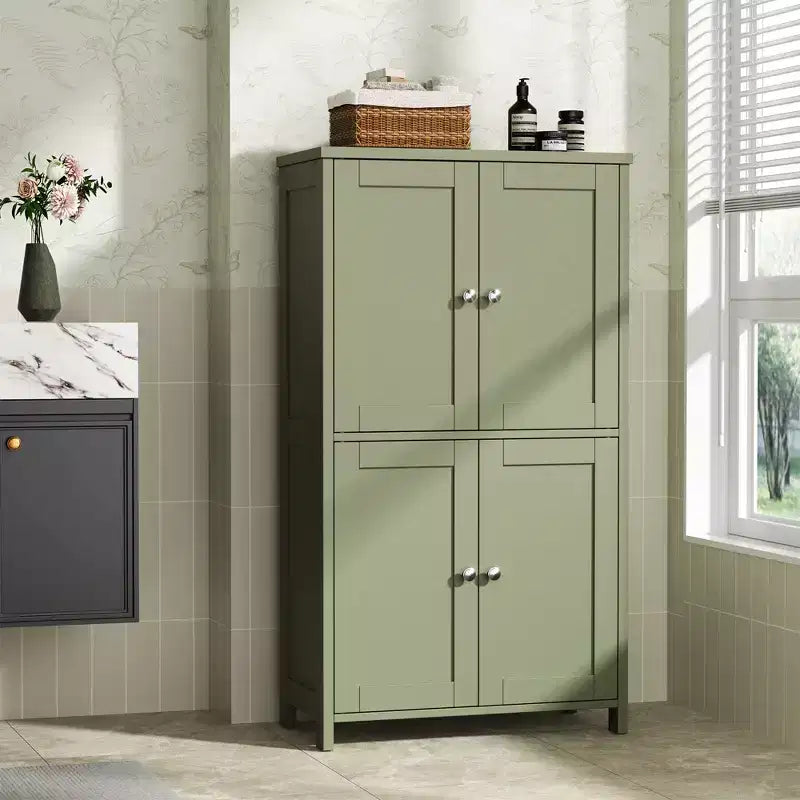 Mobiletto contenitore da bagno Celebalcony con ante e ripiani, mobiletto a terra per bagno, lavanderia, organizzazione con ripiano regolabile