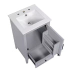 Mobiletto per lavabo da bagno compatto da 20 pollici con contenitore, mobiletto da bagno a pavimento con cassetti e anta, grigio