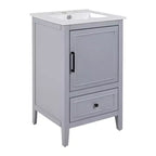 Mobiletto per lavabo da bagno compatto da 20 pollici con contenitore, mobiletto da bagno a pavimento con cassetti e anta, grigio