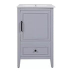 Mobiletto per lavabo da bagno compatto da 20 pollici con contenitore, mobiletto da bagno a pavimento con cassetti e anta, grigio