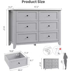 Comò Nero a 6 Cassetti per Camera da Letto, Cassettiera Grande con Cassetti Profondi e Maniglie in Metallo, Cassettiere Moderne in Legno per Ingresso, Corridoio