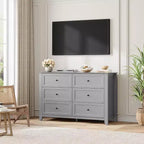 Comò Nero a 6 Cassetti per Camera da Letto, Cassettiera Grande con Cassetti Profondi e Maniglie in Metallo, Cassettiere Moderne in Legno per Ingresso, Corridoio