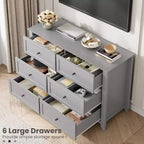 Comò Nero a 6 Cassetti per Camera da Letto, Cassettiera Grande con Cassetti Profondi e Maniglie in Metallo, Cassettiere Moderne in Legno per Ingresso, Corridoio