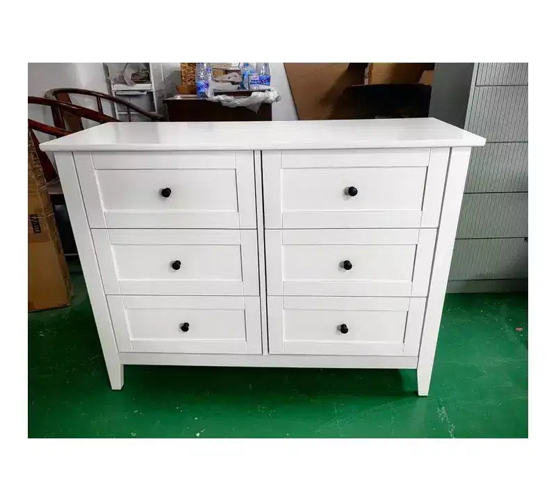 Comò Nero a 6 Cassetti per Camera da Letto, Cassettiera Grande con Cassetti Profondi e Maniglie in Metallo, Cassettiere Moderne in Legno per Ingresso, Corridoio