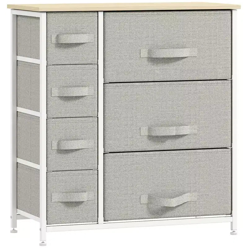 7-Drawer Dresser Storage Tower Cabinet Organizer Unit, Easy Pull Fabric Bins with Metal Frame for Bedroom, Closets